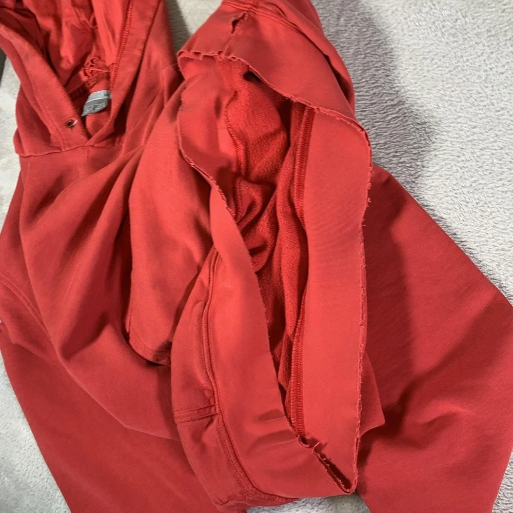 Vintage‎ Nike Essentials Small Swoosh Hoodie Mens Large Red Y2K Gray Tag FLAWS